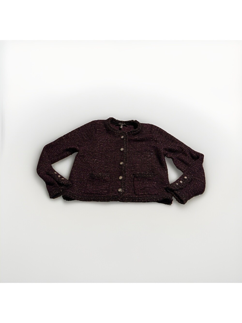White House Black Market Metallic Tweed Purple Jacket Size Medium M